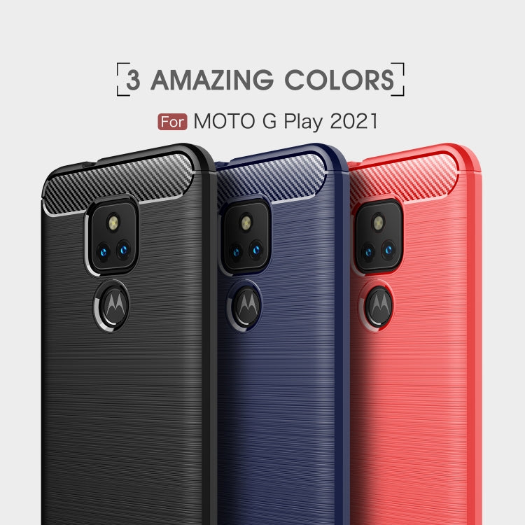 For Motorola Moto G Play (2021) Brushed Texture Carbon Fiber TPU Case