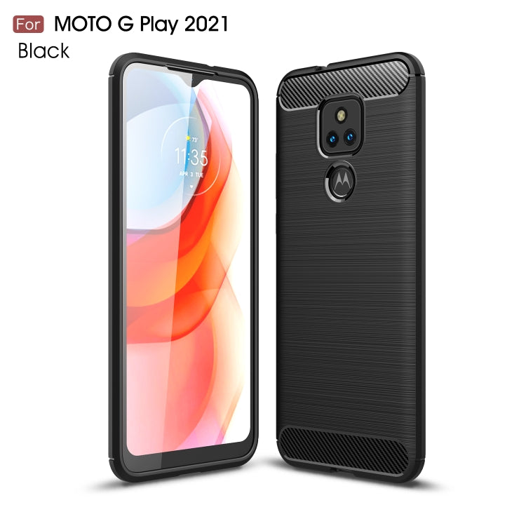 For Motorola Moto G Play (2021) Brushed Texture Carbon Fiber TPU Case