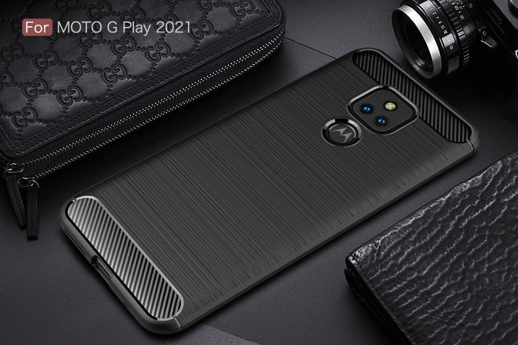 For Motorola Moto G Play (2021) Brushed Texture Carbon Fiber TPU Case