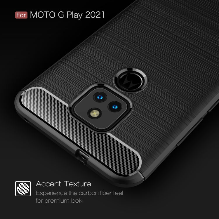 For Motorola Moto G Play (2021) Brushed Texture Carbon Fiber TPU Case