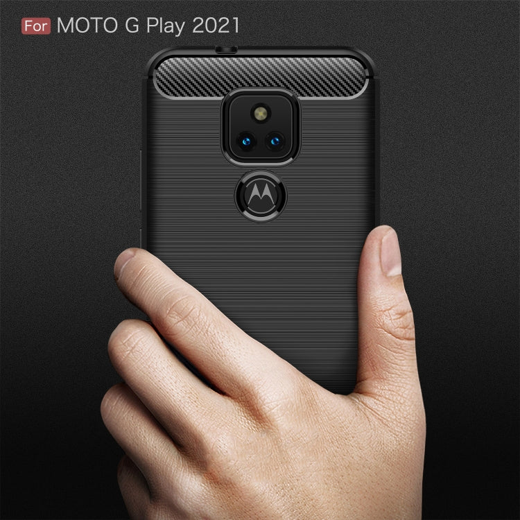 For Motorola Moto G Play (2021) Brushed Texture Carbon Fiber TPU Case