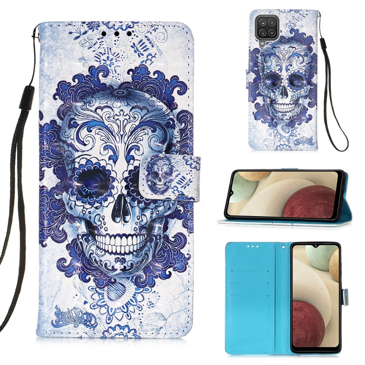 For Samsung Galaxy A12 3D Painting Horizontal Flip Leather Case with Holder & Card Slot & Wallet & Lanyard