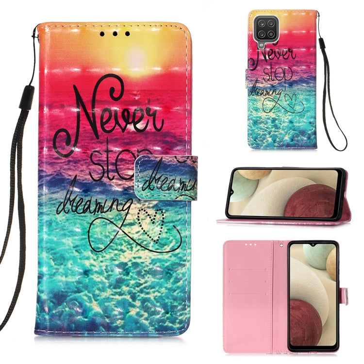 For Samsung Galaxy A12 3D Painting Horizontal Flip Leather Case with Holder & Card Slot & Wallet & Lanyard