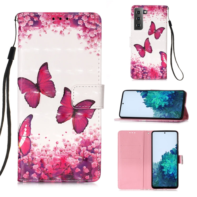 For Samsung Galaxy 21 5G 3D Painting Horizontal Flip Leather Case with Holder & Card Slot & Wallet & Lanyard