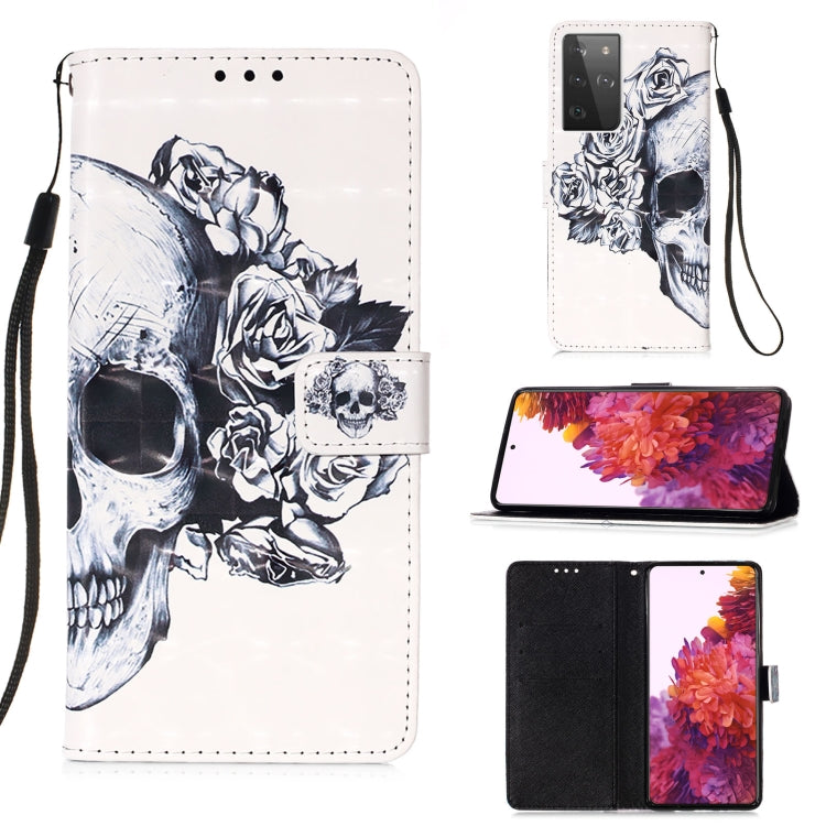 For Samsung Galaxy 21 Ultra 5G 3D Painting Horizontal Flip Leather Case with Holder & Card Slot & Wallet & Lanyard