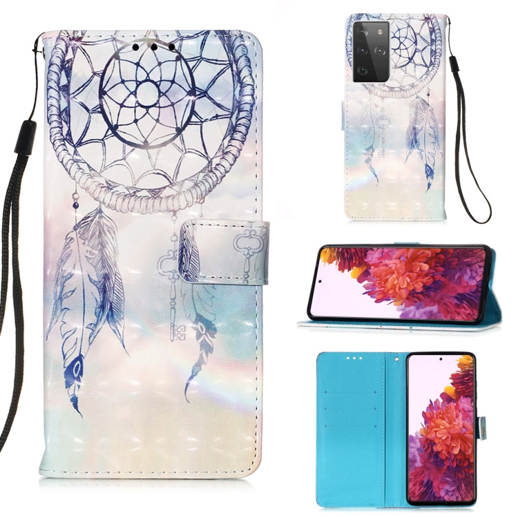 For Samsung Galaxy 21 Ultra 5G 3D Painting Horizontal Flip Leather Case with Holder & Card Slot & Wallet & Lanyard
