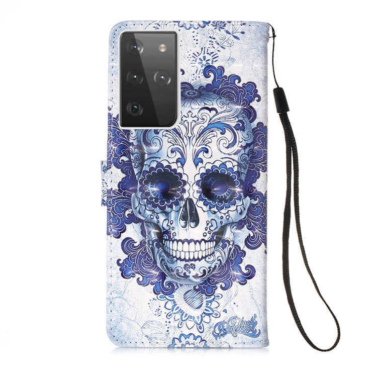 For Samsung Galaxy 21 Ultra 5G 3D Painting Horizontal Flip Leather Case with Holder & Card Slot & Wallet & Lanyard