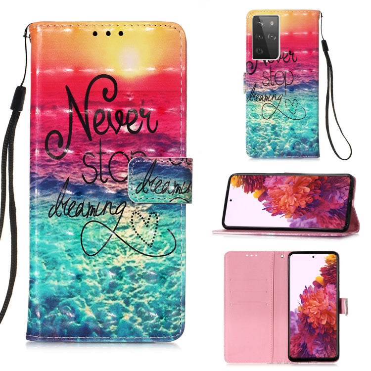For Samsung Galaxy 21 Ultra 5G 3D Painting Horizontal Flip Leather Case with Holder & Card Slot & Wallet & Lanyard