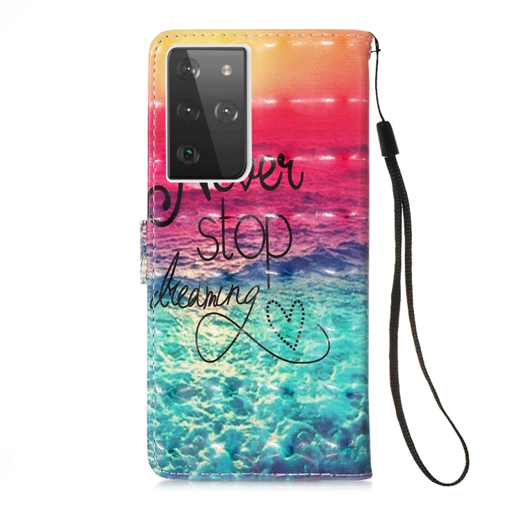 For Samsung Galaxy 21 Ultra 5G 3D Painting Horizontal Flip Leather Case with Holder & Card Slot & Wallet & Lanyard