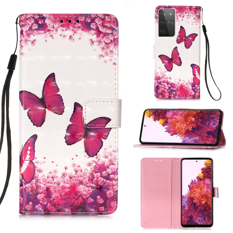 For Samsung Galaxy 21 Ultra 5G 3D Painting Horizontal Flip Leather Case with Holder & Card Slot & Wallet & Lanyard