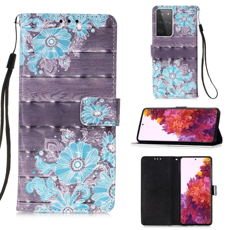 For Samsung Galaxy 21 Ultra 5G 3D Painting Horizontal Flip Leather Case with Holder & Card Slot & Wallet & Lanyard