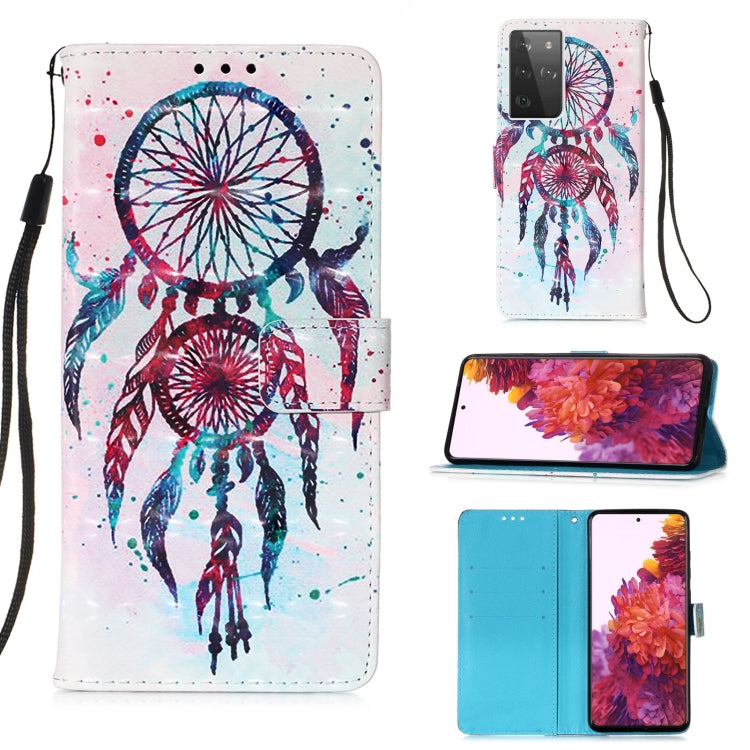 For Samsung Galaxy 21 Ultra 5G 3D Painting Horizontal Flip Leather Case with Holder & Card Slot & Wallet & Lanyard