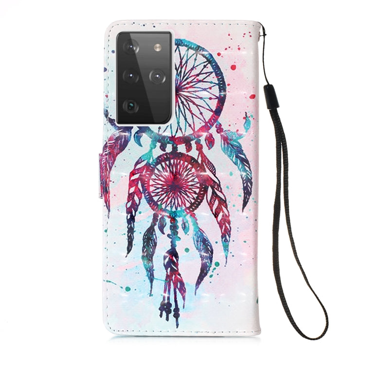 For Samsung Galaxy 21 Ultra 5G 3D Painting Horizontal Flip Leather Case with Holder & Card Slot & Wallet & Lanyard