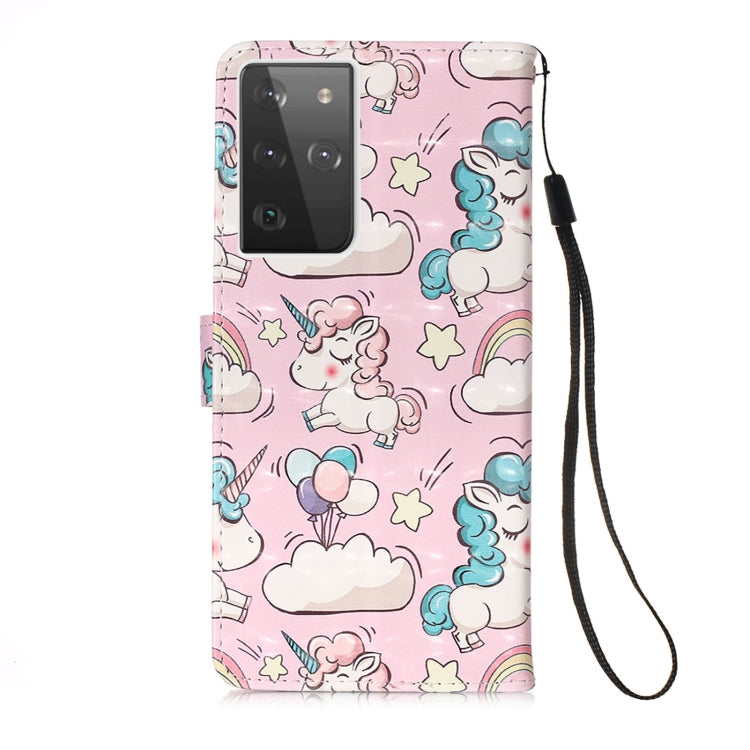 For Samsung Galaxy 21 Ultra 5G 3D Painting Horizontal Flip Leather Case with Holder & Card Slot & Wallet & Lanyard