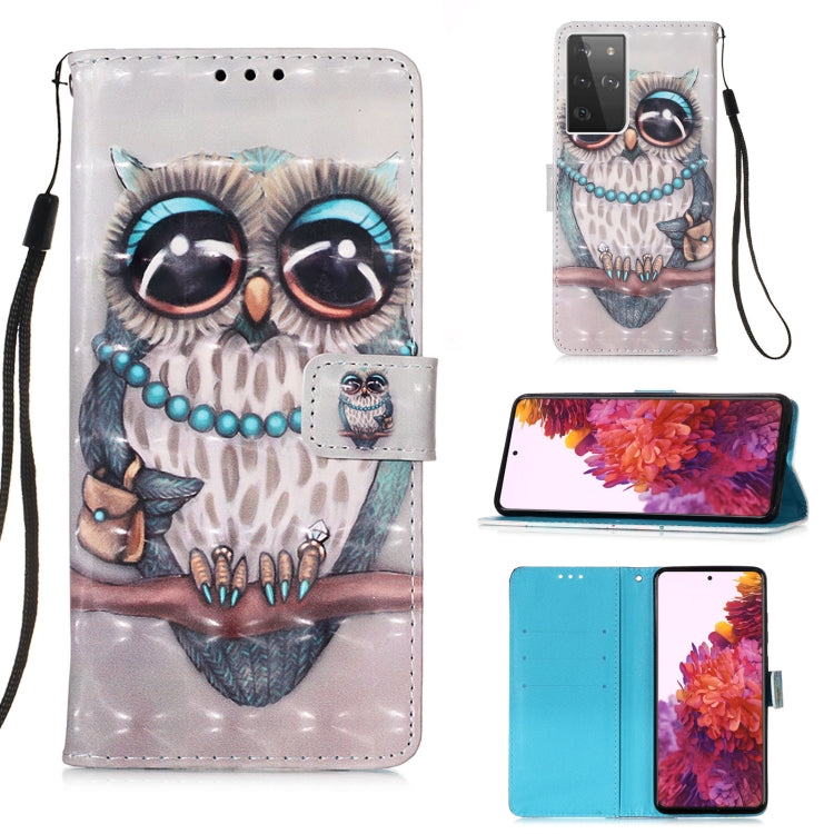For Samsung Galaxy 21 Ultra 5G 3D Painting Horizontal Flip Leather Case with Holder & Card Slot & Wallet & Lanyard