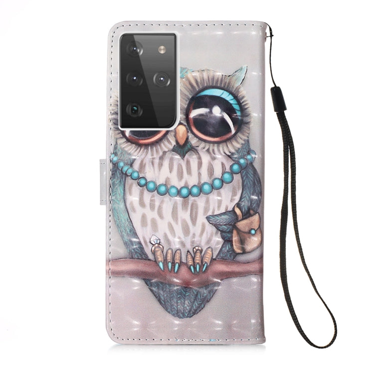For Samsung Galaxy 21 Ultra 5G 3D Painting Horizontal Flip Leather Case with Holder & Card Slot & Wallet & Lanyard