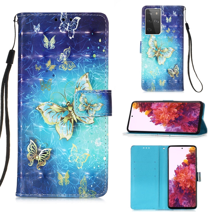 For Samsung Galaxy 21 Ultra 5G 3D Painting Horizontal Flip Leather Case with Holder & Card Slot & Wallet & Lanyard