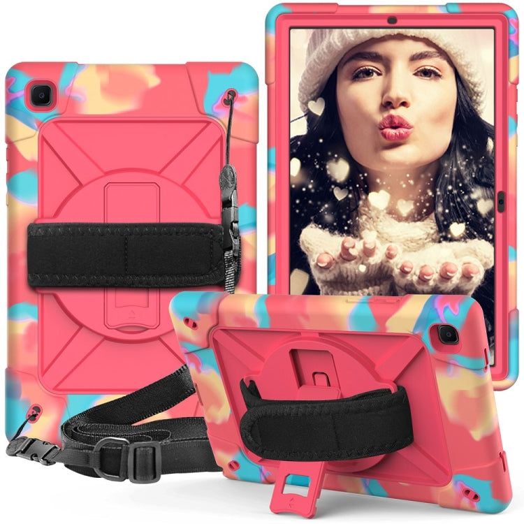 For Samsung Galaxy Tab A7 10.4 (2020) T500 Contrast Color Silicone + PC Combination Case with Holder