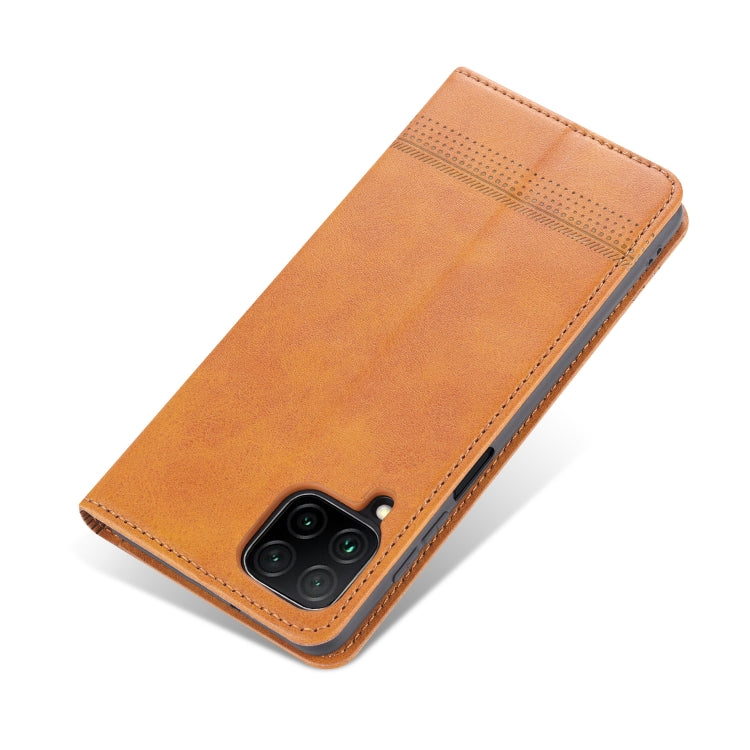 For Samsung Galaxy A12 AZNS Magnetic Calf Texture Horizontal Flip Leather Case with Card Slots & Holder & Wallet