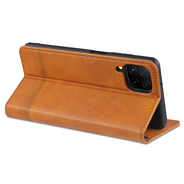 For Samsung Galaxy A12 AZNS Magnetic Calf Texture Horizontal Flip Leather Case with Card Slots & Holder & Wallet