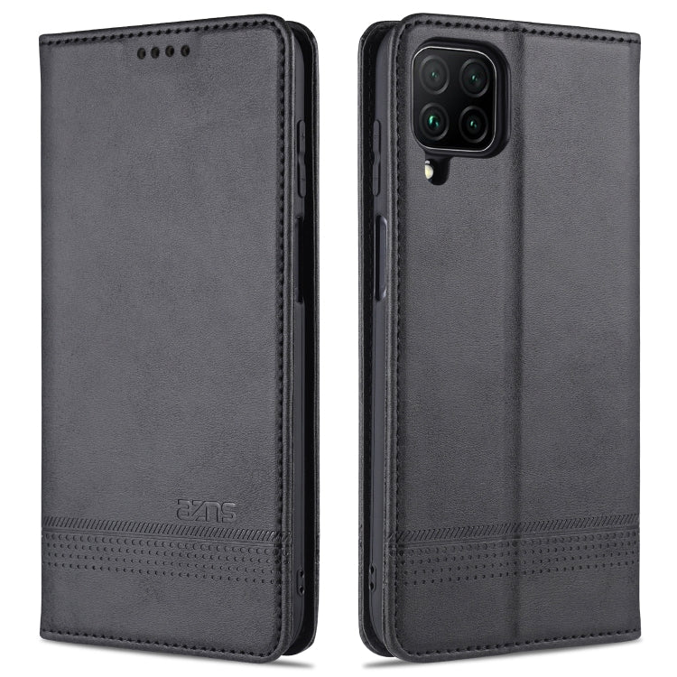 For Samsung Galaxy A12 AZNS Magnetic Calf Texture Horizontal Flip Leather Case with Card Slots & Holder & Wallet