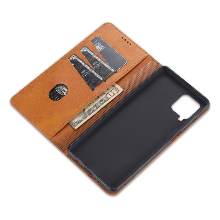 For Samsung Galaxy A12 AZNS Magnetic Calf Texture Horizontal Flip Leather Case with Card Slots & Holder & Wallet