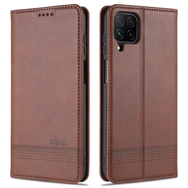 For Samsung Galaxy A12 AZNS Magnetic Calf Texture Horizontal Flip Leather Case with Card Slots & Holder & Wallet
