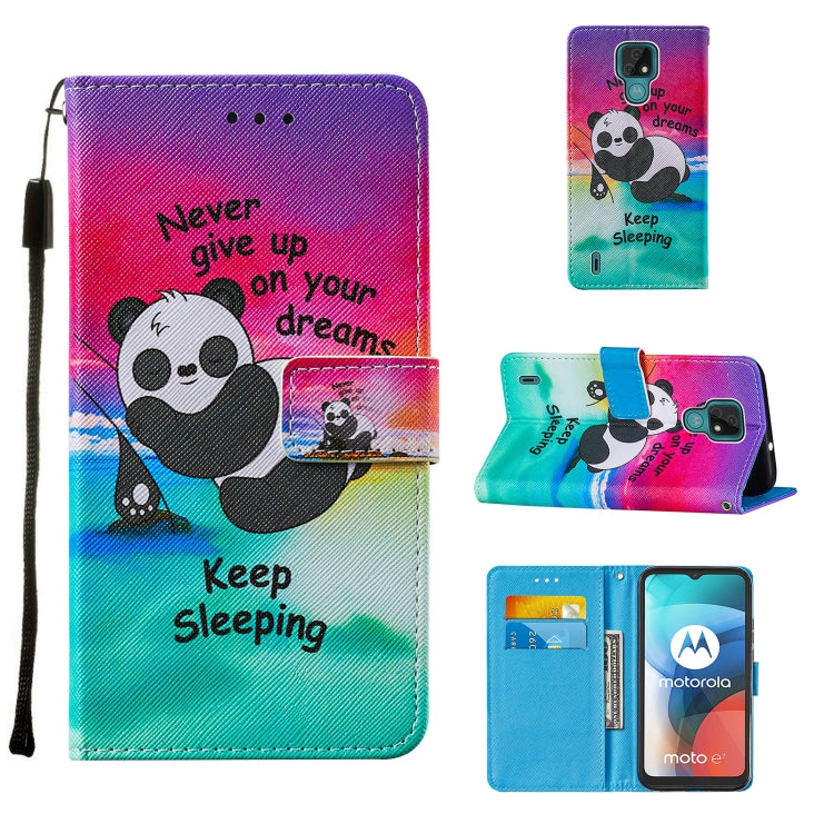 For Motorola Moto E7 Cross Texture Painting Pattern Horizontal Flip Leather Case with Holder & Card Slots & Wallet & Lanyard