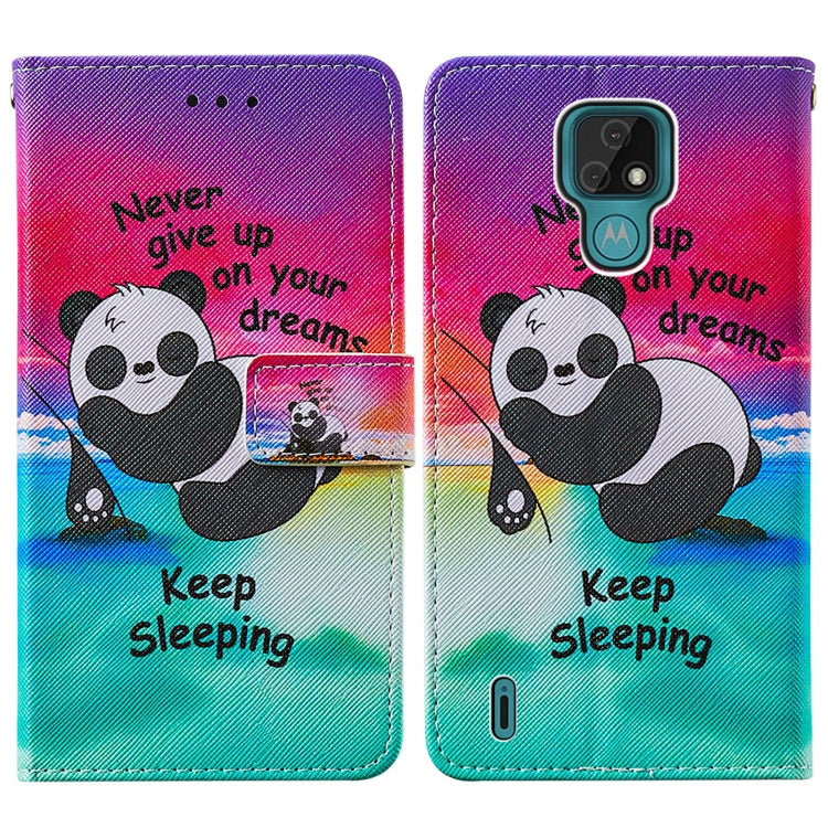 For Motorola Moto E7 Cross Texture Painting Pattern Horizontal Flip Leather Case with Holder & Card Slots & Wallet & Lanyard