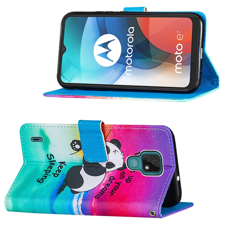 For Motorola Moto E7 Cross Texture Painting Pattern Horizontal Flip Leather Case with Holder & Card Slots & Wallet & Lanyard