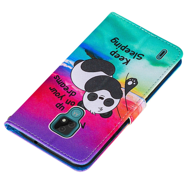 For Motorola Moto E7 Cross Texture Painting Pattern Horizontal Flip Leather Case with Holder & Card Slots & Wallet & Lanyard