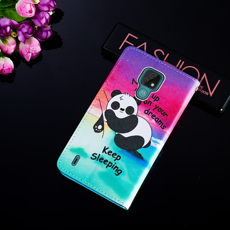 For Motorola Moto E7 Cross Texture Painting Pattern Horizontal Flip Leather Case with Holder & Card Slots & Wallet & Lanyard