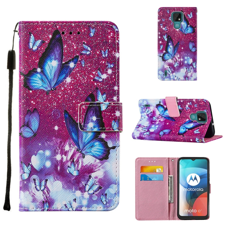 For Motorola Moto E7 Cross Texture Painting Pattern Horizontal Flip Leather Case with Holder & Card Slots & Wallet & Lanyard