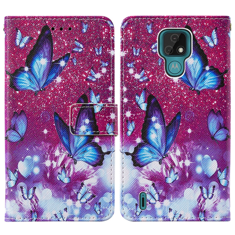 For Motorola Moto E7 Cross Texture Painting Pattern Horizontal Flip Leather Case with Holder & Card Slots & Wallet & Lanyard