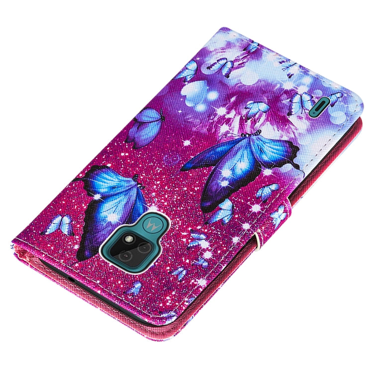 For Motorola Moto E7 Cross Texture Painting Pattern Horizontal Flip Leather Case with Holder & Card Slots & Wallet & Lanyard