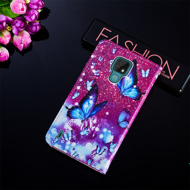 For Motorola Moto E7 Cross Texture Painting Pattern Horizontal Flip Leather Case with Holder & Card Slots & Wallet & Lanyard