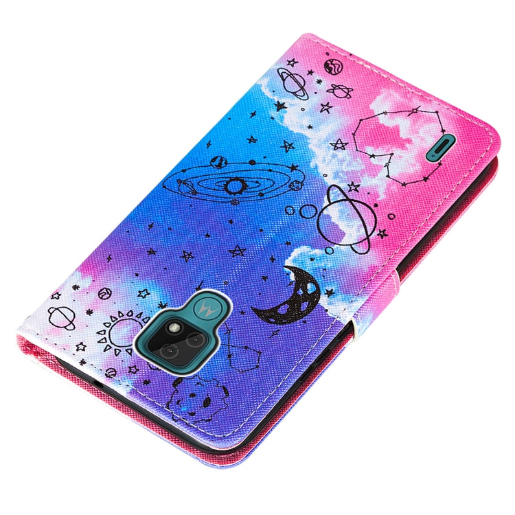 For Motorola Moto E7 Cross Texture Painting Pattern Horizontal Flip Leather Case with Holder & Card Slots & Wallet & Lanyard