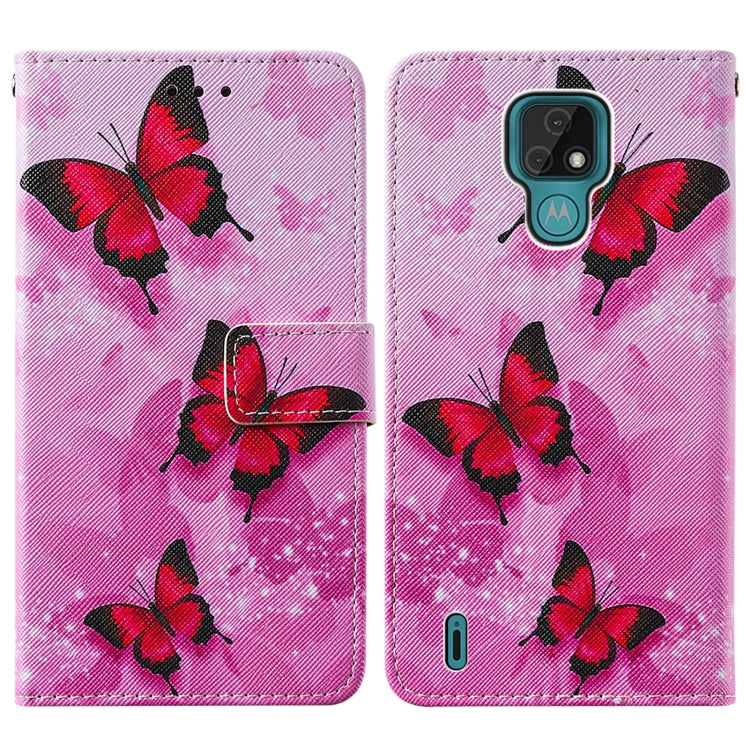 For Motorola Moto E7 Cross Texture Painting Pattern Horizontal Flip Leather Case with Holder & Card Slots & Wallet & Lanyard