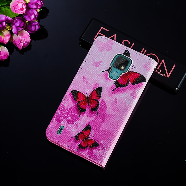 For Motorola Moto E7 Cross Texture Painting Pattern Horizontal Flip Leather Case with Holder & Card Slots & Wallet & Lanyard