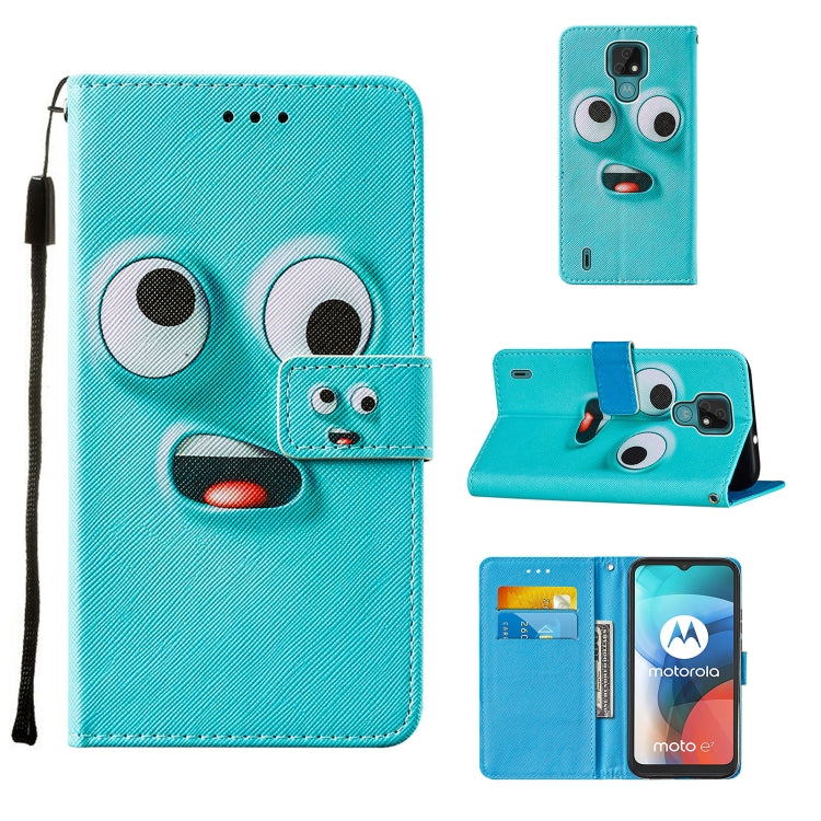 For Motorola Moto E7 Cross Texture Painting Pattern Horizontal Flip Leather Case with Holder & Card Slots & Wallet & Lanyard