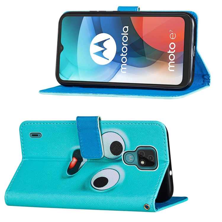 For Motorola Moto E7 Cross Texture Painting Pattern Horizontal Flip Leather Case with Holder & Card Slots & Wallet & Lanyard