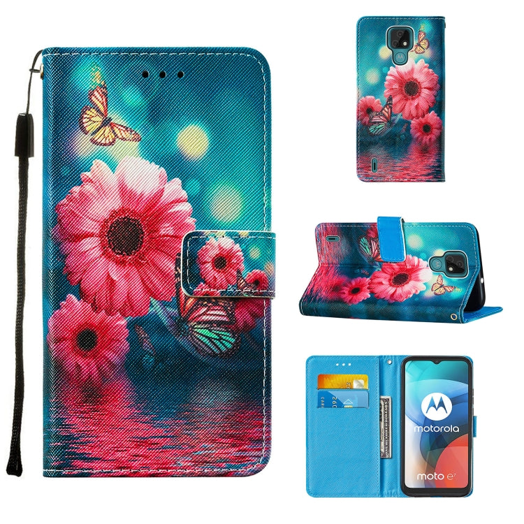 For Motorola Moto E7 Cross Texture Painting Pattern Horizontal Flip Leather Case with Holder & Card Slots & Wallet & Lanyard