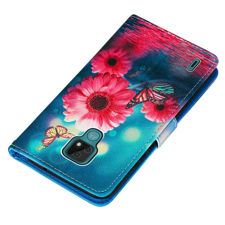 For Motorola Moto E7 Cross Texture Painting Pattern Horizontal Flip Leather Case with Holder & Card Slots & Wallet & Lanyard