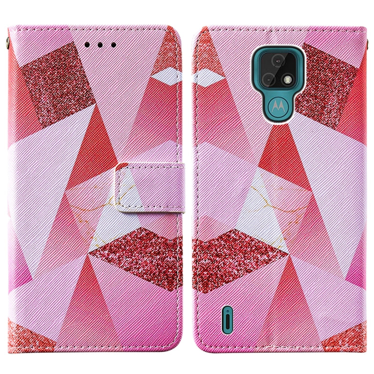 For Motorola Moto E7 Cross Texture Painting Pattern Horizontal Flip Leather Case with Holder & Card Slots & Wallet & Lanyard