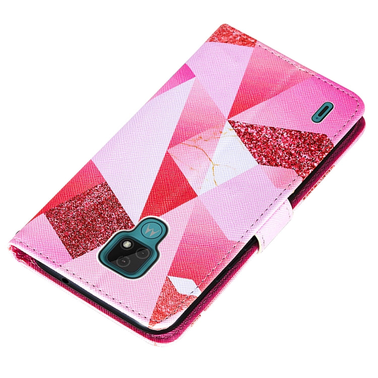 For Motorola Moto E7 Cross Texture Painting Pattern Horizontal Flip Leather Case with Holder & Card Slots & Wallet & Lanyard