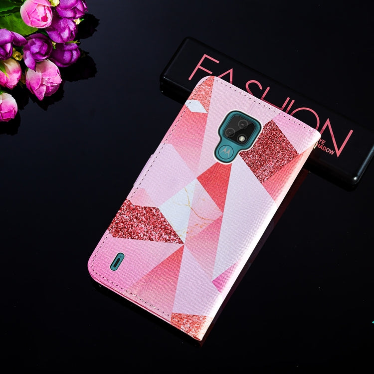 For Motorola Moto E7 Cross Texture Painting Pattern Horizontal Flip Leather Case with Holder & Card Slots & Wallet & Lanyard