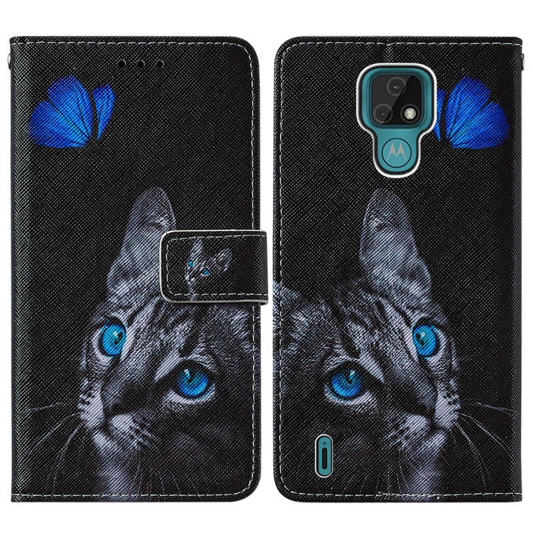 For Motorola Moto E7 Cross Texture Painting Pattern Horizontal Flip Leather Case with Holder & Card Slots & Wallet & Lanyard