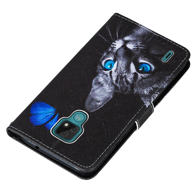 For Motorola Moto E7 Cross Texture Painting Pattern Horizontal Flip Leather Case with Holder & Card Slots & Wallet & Lanyard
