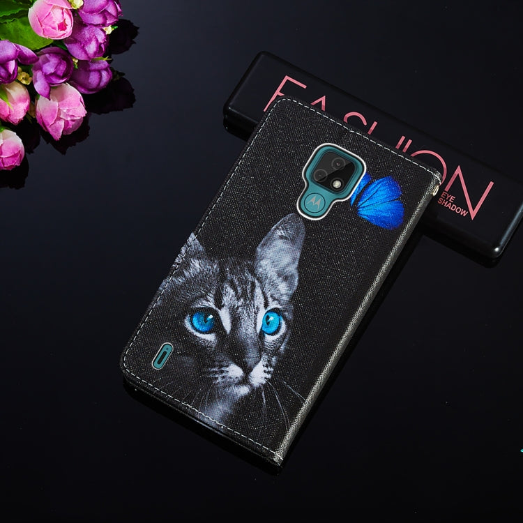 For Motorola Moto E7 Cross Texture Painting Pattern Horizontal Flip Leather Case with Holder & Card Slots & Wallet & Lanyard