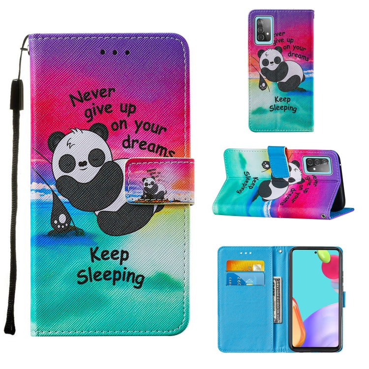 For Samsung Galaxy A52 5G / 4G Cross Texture Painting Pattern Horizontal Flip Leather Case with Holder & Card Slots & Wallet & Lanyard